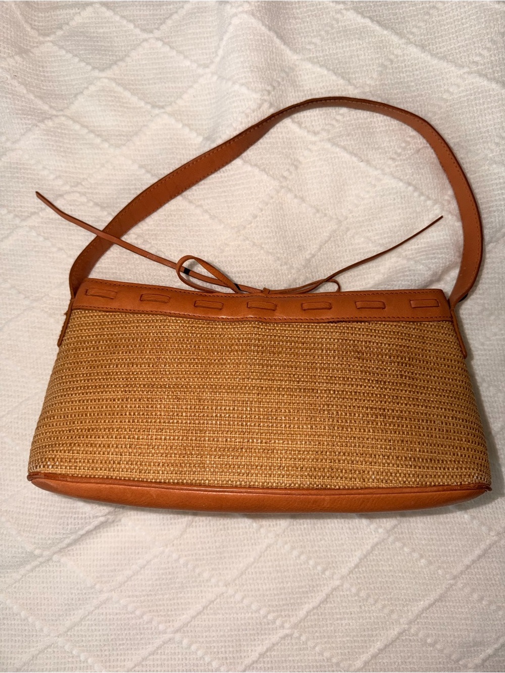Vintage Y2K Cole Haan Straw Leather Shoulder Bag